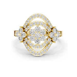 แหวนเพชรทรงดอกไม้ 0.9 กะรัต สำหรับผู้หญิง ความใส VVS-VS EF ทอง 18KT, 14KT, 10KT และเงิน 925 สีโรสโกลด์, สีเหลือง, สีขาว - Product Image 2