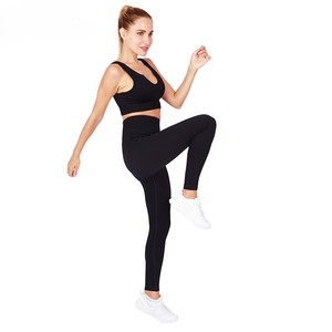 ชุดออกกำลังกายโยคะและพิลาทิสสำหรับผู้หญิง 2 ชิ้น เสื้อชั้นในและกางเกงขาสั้นเอวสูง สีพีช ผ้าระบายอากาศได้ดี - Product Image 3