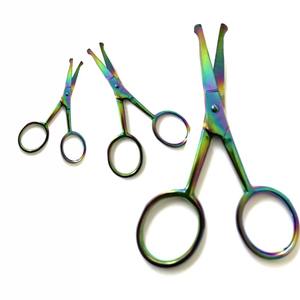 Tijeras de acero inoxidable de seguridad personalizadas de alta calidad, recortadora de pelo de nariz y cejas de hoja recta - Product Image 1