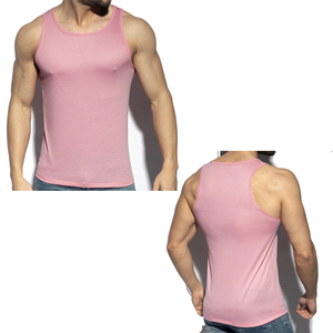 Débardeurs personnalisés légers 100% coton de couleur rose pour hommes Stringer Skinny Fit Logo personnalisé vente en gros OEM entraînement de gymnastique décontracté - Product Image 4