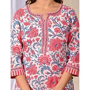 Conjunto de Kurta y Pantalón de Algodón con Estampado Digital para Mujer, Traje Cosido para Fiestas, Tela de Red para Ocasiones Especiales - Product Image 2