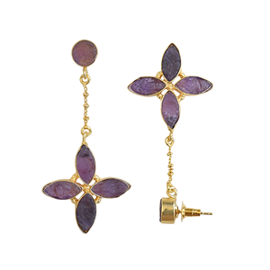 Pendientes de Moda con Amatista Marquise y Perla de Agua Dulce, Chapados en Oro de 14K/18K, Engaste de Bisel en Latón, Joyería para Regalo - Product Image 3
