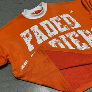 Camiseta Gráfica Naranja, Camiseta Holgada de Estilo Urbano, Manga Corta, Algodón, Informal, Top de Moda - Product Image 3