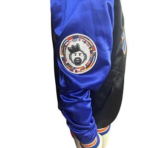 Sudadera de béisbol de satén con cuello en V y logotipo personalizado Chaqueta ligera de estilo universitario al por mayor para hombres y mujeres - Product Image 6