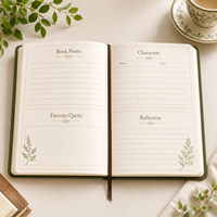 Diario de Lectura Personalizado LABON, Cuaderno de Tapa Dura con Cubierta Botánica Bordada, Notas, Frases Favoritas, Páginas de Reflexión