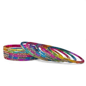 Meilleures ventes : Ensemble de bracelets tendance en verre arc-en-ciel plaqué or, taille émeraude, pour mariage et soirée, lot en gros, forte demande - Product Image 2