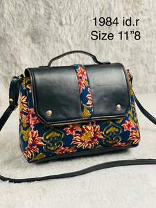 ดอกไม้พิมพ์แฮนด์เมดบล็อกพิมพ์ผู้หญิงไหล่มินิกระเป๋าข้ามร่างกายผู้หญิงกระเป๋าผ้าฝ้าย 100% ซิปกระเป๋าปลอดภัย - Product Image 3