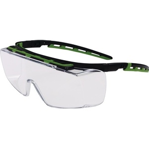 Kubik PRO FIT Safety <b>Glasses</b> Clear <b>Polycarbonate</b> Lens Black/Green Temples EN 166 & EN 170 - Product Image 1