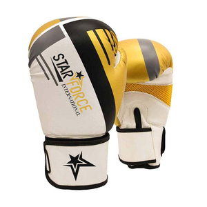 Guantes de boxeo de competición personalizables PU con logotipo personalizado de Respuesta Rápida cuero de vaca dorado para entrenamiento MMA - Product Image 2