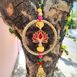 Hermoso colgante de loto con Gota Chekri y Pompón colgante de trabajo con campana para el hogar y fiesta de boda y Hldi, decoración Mehendi - Product Image 3