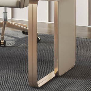Bureau d'ordinateur de luxe exécutif, plateau en ardoise, structure en métal doré, bureau rectangulaire, DESK-0114 - Product Image 3