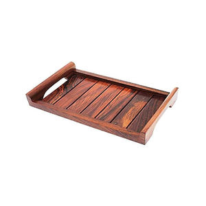 Bandeja de servicio redonda de nuevo diseño personalizado de madera de olivo y resina con asas de acero inoxidable para hoteles y restaurantes - Product Image 3