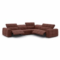 Maßgefertigtes L-förmiges Brotform-Sektionalsofa mit Lederbezug und Motorisierung für Wohnzimmer in Villen & Hotels