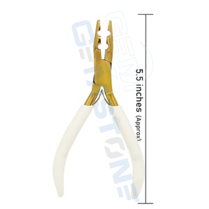 Professional 5.5\" Micro Ring Beads <b>Hair</b> <b>Extension</b> Pliers <b>White</b> Gold Non-slip Grip 2-Hole Stainless Steel Tool - Product Image 1