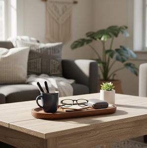 ถาดเสิร์ฟไม้แบบพกพา คุณภาพพรีเมียม ทนทาน เป็นมิตรกับสิ่งแวดล้อม เกรดเชิงพาณิชย์ ทำความสะอาดง่าย รูปทรงวงรี ใช้ได้ในครัว - Product Image 3