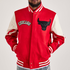 Vestes universitaires sans col personnalisées pour hommes et femmes, en laine/polyester, manches en cuir, tenue décontractée et athlétique, logo frontal, 2025 - Product Image 1