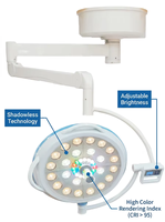 Lampe chirurgicale LED sans ombre pour plafond d'hôpital, 225 perles, 140 000 lux, température de couleur réglable, éclairage de salle d'opération