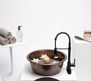 Bol de pédicure de luxe en cuivre martelé, système de jet sans tuyau, design portable et confortable pour salon professionnel, hôtel, spa - Product Image 3