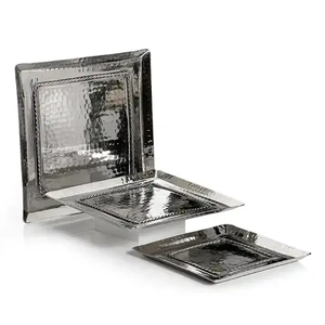 Lot de 2 plateaux de service en métal à haute qualité en aluminium d'aspect personnalisé pour plateau de fournitures pour hôtels et restaurants - Product Image 2