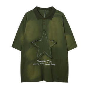 Camiseta extragrande de 100% algodón con logotipo personalizado para hombre, Camiseta estampada con corte y costura ácido desgastado Vintage para hombre - Product Image 2