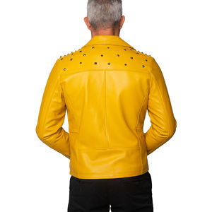 Veste en cuir vintage de style nouveau pour hommes, veste décontractée à fermeture éclair, légère, col, veste en cuir pour hommes, veste pour hommes - Product Image 3