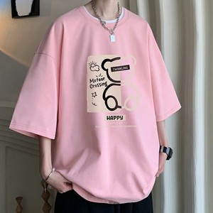 เสื้อทีเชิ้ตแนวสตรีทผ้าถักทรงหลวมสำหรับทุกเพศ250กรัมแนวสตรีทผ้าถักลายลูกเรือหนักสองชั้นใส่ได้ทุกเพศฤดูใบไม้ผลิ/ฤดูร้อน - Product Image 3