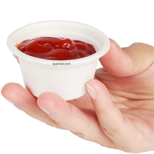 Trempettes à sauce en fibre de canne à sucre biodégradables personnalisées de 1oz 2oz naturelles polyvalentes pour tous les types de sauces mariages conviviaux de poche - Product Image 2