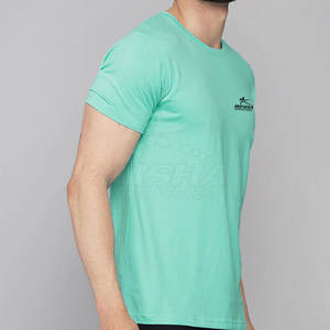 Camiseta de hombre 100% algodón personalizada al por mayor tela de punto estampada ajustada de alta calidad con patrón sólido hecha a pedido - Product Image 2