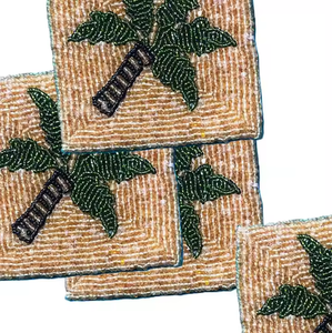 Dessous de verre perlé fait à la main avec arbre de date Dessous de verre Dessous de verre pour thé Table Home Bar Accent au prix le plus bas - Product Image 3