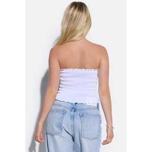 Blusa Corta sin Tirantes con Escote Fruncido - Product Image 4