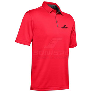 Chemise à manches courtes rouge pour homme SONISPO, 100% polyester, respirante, tricotée, coupe décontractée, longueur normale - Product Image 3
