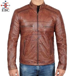 Chaqueta de Motociclista de Cuero Genuino para Hombre, de Alta Calidad, Ligera, Ecológica, Resistente al Viento, Mangas Largas, Más Vendida - Product Image 1