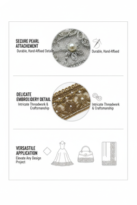 Dentelles brodées écologiques vintage à motifs floraux avec perles, artisanat exquis pour robes de mariée et textiles de luxe - Product Image 6