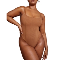 Body moulant sexy et décontracté grande taille à fines bretelles, col halter, décolleté plongeant, extensible, respirant, mi-mollet, effet sculptant