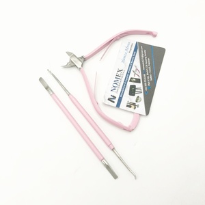 Top vente Logo personnalisé rose enduit de poudre solide en acier inoxydable cuticule poussoir à ongles marque privée boîte à outils de manucure pédicure - Product Image 4