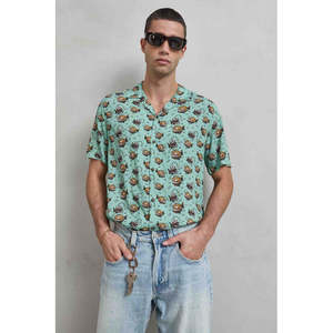Camicia Hawaiana stile tropicale rangerfish Pirana per gli uomini 100% viscosa traspirante estate Casual Design esclusivo Camisa Hawaiana - Product Image 1