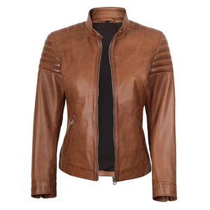 Chaqueta de Motocicleta de Cuero para Mujer, 100% de Alta Calidad, Transpirable, de Piel de Cordero Auténtica, Elegante - Product Image 2