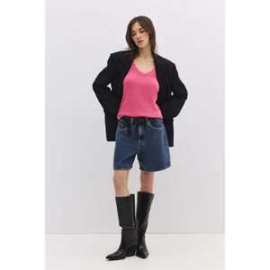 Camiseta Básica Informal de Lino con Cuello en V, Transpirable, Suave, de Alta Calidad, en Tallas XS y XXS, Versión Ajustada con Estampado 3D - Product Image 3