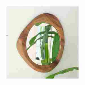 Espejo enmarcado hecho a mano de Venta caliente Marco de madera redondo moderno Fabricación india con calidad superior - Product Image 1