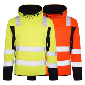 Hi Vis Pullover Safety Fleece <b>Hoodie</b> Sweatshirt <b>with</b> Class 2 Reflective Tape <b>Thumb</b> <b>Holes</b> and Dual Side Pockets Safety Sweatshirt - Product Image 1
