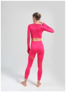 New Private Label Women's Custom Logo Dot 2 Piece Nylon Spandex Seamless High Waist Yoga Set Breathable Plus Size 2 Pcs Yoga - Product Image 4