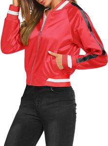 Veste de moto en cuir de mouton véritable pour femmes, blousons de style bombardier court pour femmes, vestes de bombardier pour femmes, printemps, vente en gros - Product Image 5
