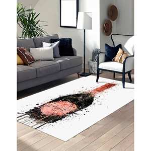 Tapis imprimé bouteille de champagne - Design aquarelle moderne, antidérapant, cuisine et cadeau, tapis doux non tissé - Product Image 2