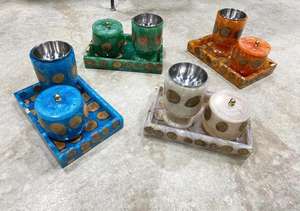 Bandeja con incrustaciones de resina de 3 piezas, juego artesanal, caja Mabkhara, bandeja Bakhoor, tarro Mubkhar, accesorios de difusor de aromaterapia de incienso Premium - Product Image 3
