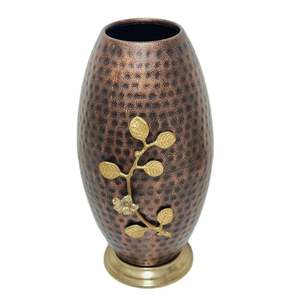 แจกันดอกไม้ตกแต่งสไตล์โบราณทำด้วยมือทำจากทองแดงพื้นผิวลายดอกไม้สำหรับตกแต่งบ้านโรงแรมงานแต่งงาน - Product Image 2