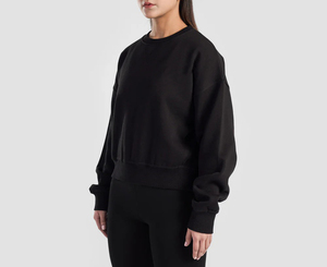 Custom Wholesale Trendy High demand Women Casual Lounge <b>Set</b> Solid Crew neck Sweatshirt & Flare Pants Two Piece Outfit - Product Image 1