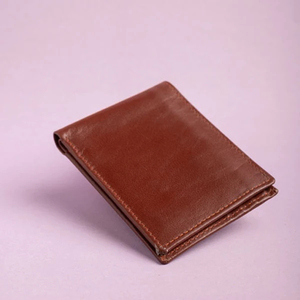 Genuine Leather <b>Men's</b> Fold <b>Wallet</b> Brown Color Handmade Minimalist Style Short Length Daily Use - Product Image 3