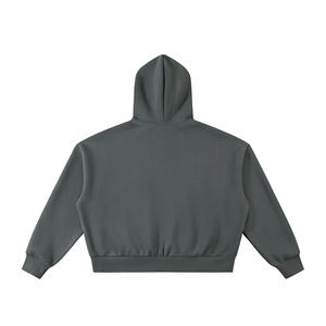 Sudadera con capucha de invierno de estilo urbano, de corte holgado, de punto liso, ecológica, con logotipo personalizado, de algodón polar de alto gramaje, estilo hip-hop, oversize, con cremallera - Product Image 4
