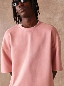 เสื้อยืดลำลองสำหรับผู้ชายเสื้อยืดฮิปฮอปผ้าคอตตอนผ้าหนาปักลายสีชมพูโอเวอร์ไซส์แบบกำหนดเองเสื้อผ้าแนวสตรีทสุดหรูเสื้อยืดฮิปฮอปผ้าฝ้าย100% - Product Image 3