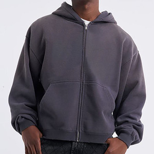 Slim Fit décontracté vierge polaire pull uni à capuche couleur unie fermeture éclair hiver tricoté tissu imprimé basiques fermeture éclair à capuche - Product Image 4